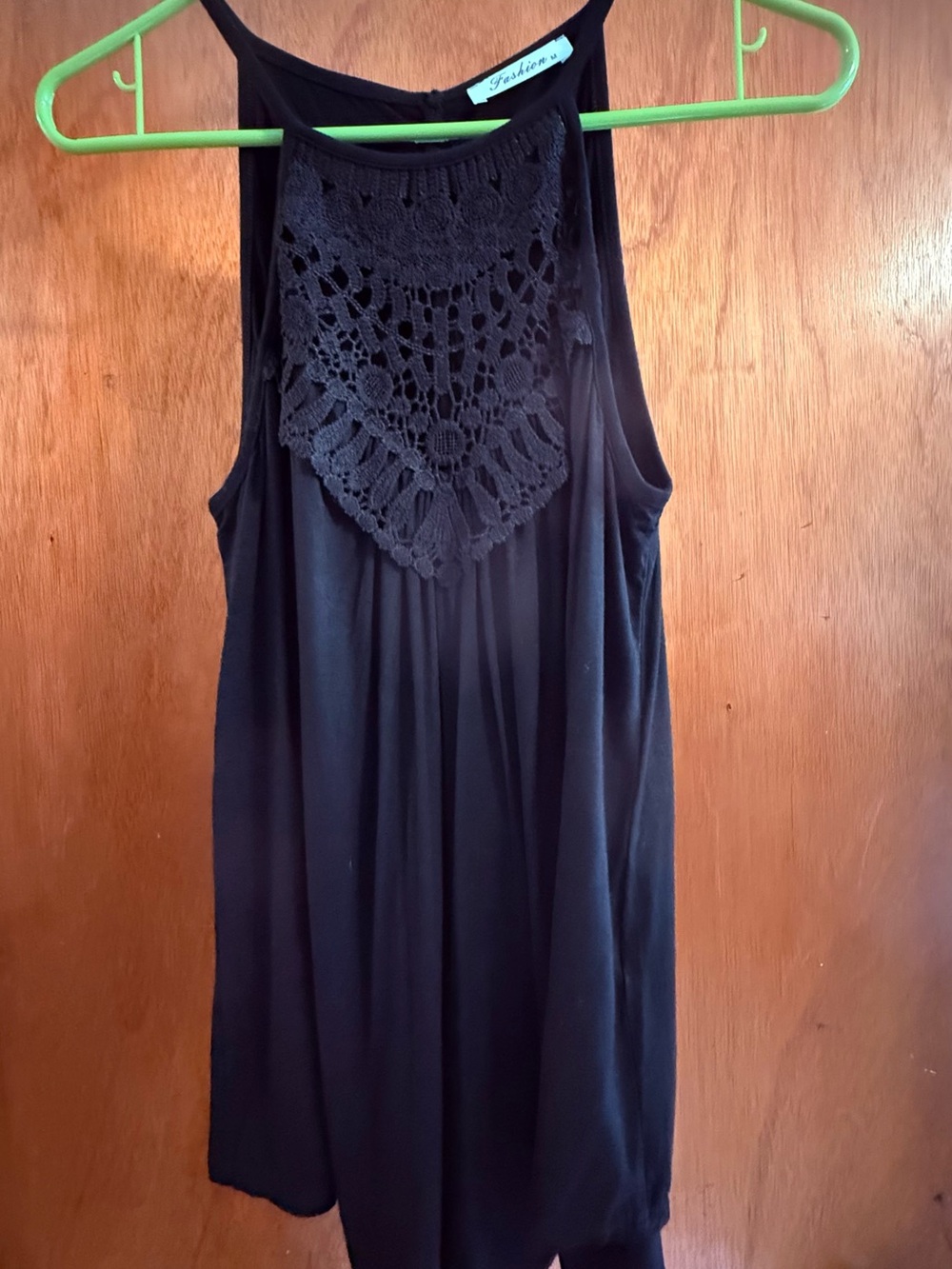 Unk Black Crochet Yoke Tank Top